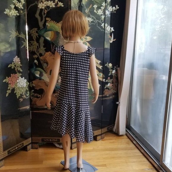 Size 6X Black White Polka Dot Short Sleeve Dress - Picture 3 of 4